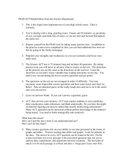 PSAE/ACT Helpful Hints from the Science Department