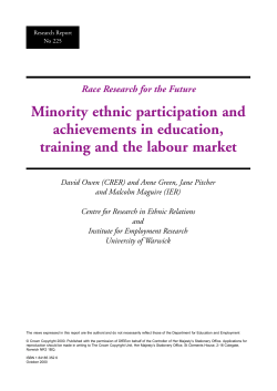 Minority ethnic participation and achievements in education, training