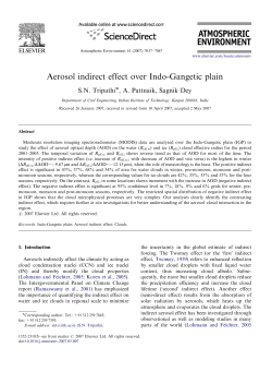Aerosol indirect effect over Indo