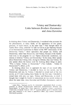Tolstoy and Dostoevsky: Links between Brothers Karamazov and