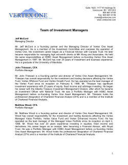 Team Of Investment Managers - Vertex One