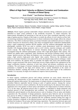 Effect of High Swirl Velocity on Mixture Formation and Combustion