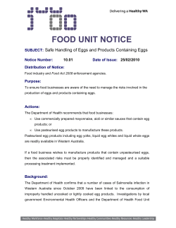 Safe Handling of Eggs and Products Containing Eggs