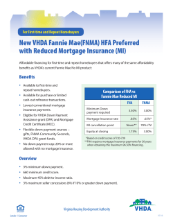 New VHDA Fannie Mae(FNMA) HFA Preferred with Reduced