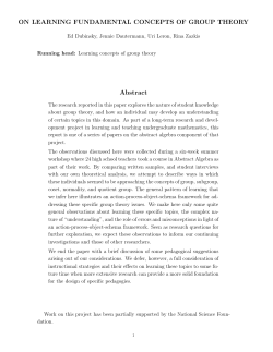 ON LEARNING FUNDAMENTAL CONCEPTS OF GROUP THEORY
