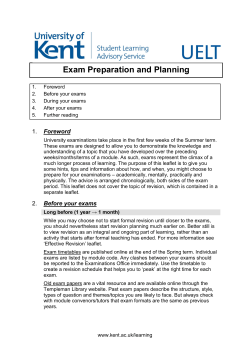 Exam Preparation and Planning