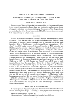 HEMANGIOMA OF THE SMALL INTESTINE PAUL SCOTT HANSEN