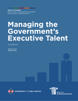 Managing the Government`s Executive Talent