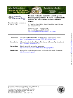 Center Control T Cell Numbers in the Germinal to Prostacyclin