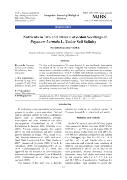 Nutrients in Two and Three Cotyledon Seedlings of Peganum