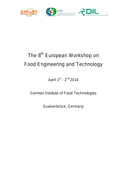 The 8 European Workshop on Food Engineering and Technology