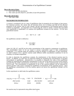 Detem1ination of an Equilibrium Constant