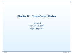 Single-Factor Studies