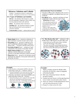 Mixtures: Solutions and Colloids