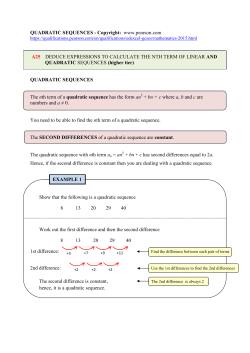 QUADRATIC SEQUENCES - Copyright: www.pearson.com A25