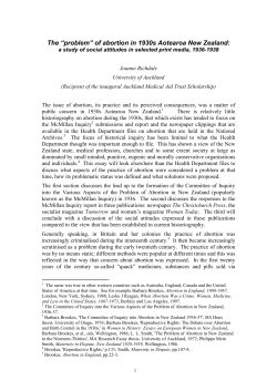 The &ldquo;problem&rdquo; of abortion in 1930s Aotearoa New Zealand: a study