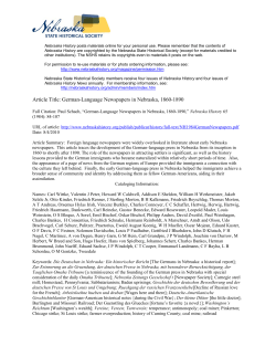 German-Language Newspapers in Nebraska
