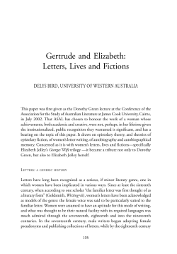 Gertrude and Elizabeth: Letters, Lives and Fictions