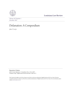 Defamation: A Compendium - DigitalCommons @ LSU Law Center