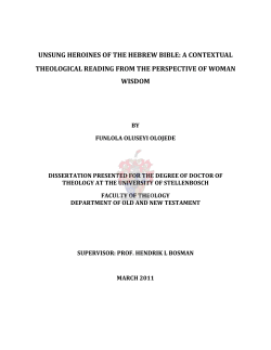 unsung heroines of the hebrew bible: a contextual theological