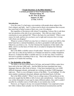 Tough Questions: Is the Bible Reliable?