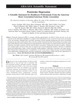 Poststroke Depression: A Scientific Statement for Healthcare