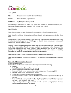 City Manager`s Weekly Report