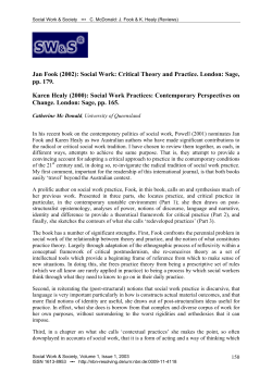 Jan Fook (2002): Social Work: Critical Theory and Practice. London