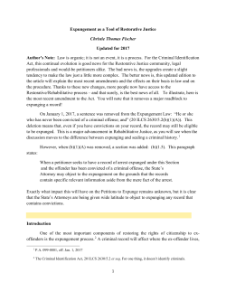 Expungement as a Tool of Restorative Justice Christie Thomas