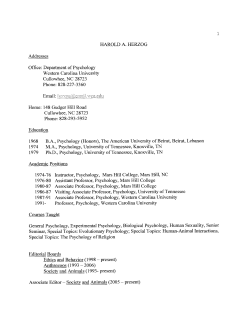 HAROLD A. HERZOG Addresses Office: Department of