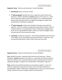 Diagnostic Essay: &ldquo;America and Americans&rdquo; by John Steinbeck. 1