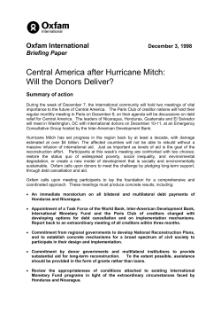 Central America after Hurricane Mitch: Will the donors deliver?