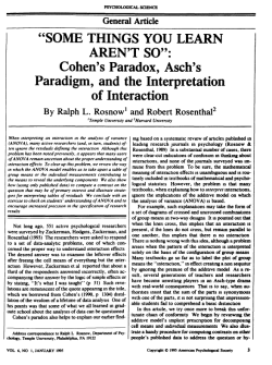 "SOME THINGS YOU LEARN ARENT SO``: Cohen`s Paradox, Asch`s