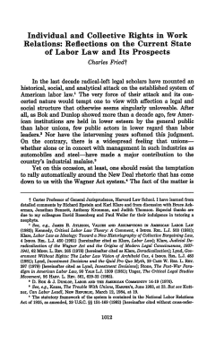 Individual and Collective Rights in Work Relations: Reflections on