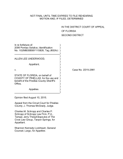 2D15-2981 / Underwood v. State - Second District Court of Appeal