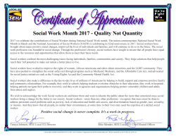 Social Work Month 2017 - Quality Not Quantity