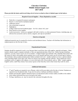 7th/8th Supply List - Cherokee Christian Schools