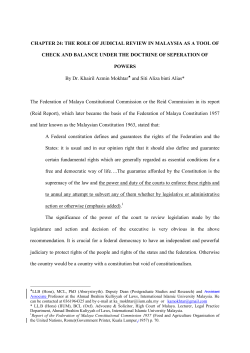 The Role of Judicial Review in Malaysia as a Tool of Check and