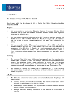 Consistency with the New Zealand Bill of Rights Act 1990: Education