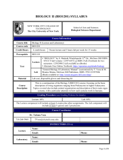 biology ii (bio1201) syllabus - City Tech