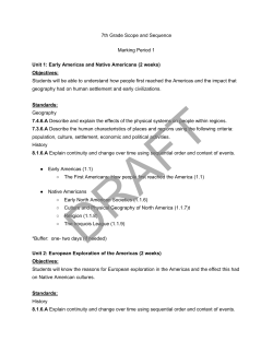 7th Grade Scope and Sequence Marking Period 1 Unit 1: Early