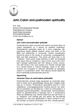 John Calvin and postmodern spirituality