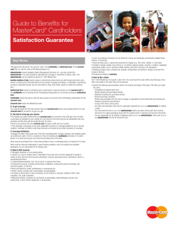 Guide to Benefits for MasterCard&reg; Cardholders