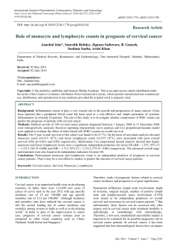Role of monocyte and lymphocyte counts in prognosis of cervical