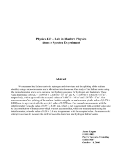Physics 439 &ndash; Lab in Modern Physics Atomic Spectra Experiment