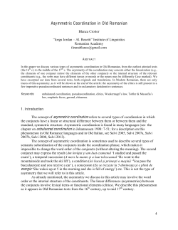 Asymmetric Coordination in Old Romanian