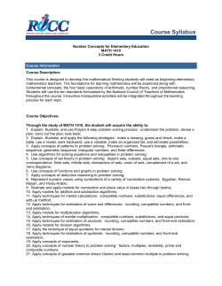 MATH 1410 - Number Concepts for Elementary Education Credits