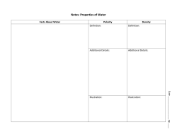 Notes: Properties of Water