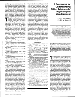 A Framework for Understanding Gifted Adolescents` Psychological