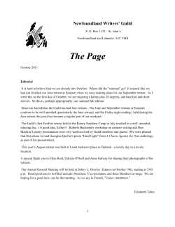 The Page Oct 2011 - Newfoundland Writers` Guild
